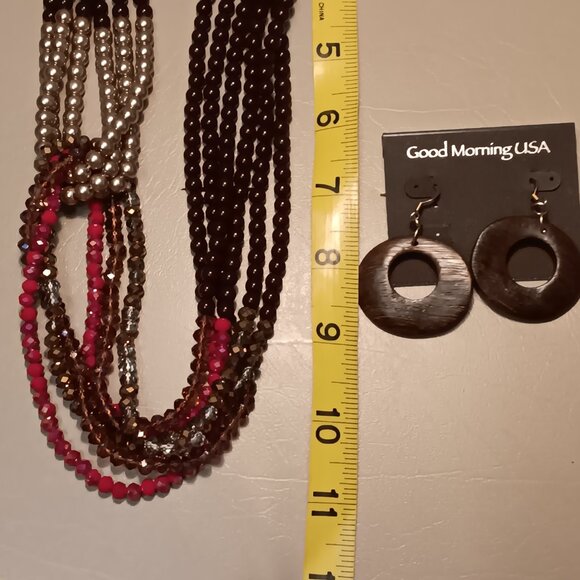 Charlie Paige asymmetric multicolor multi-strand beaded necklace w/ earrings - Picture 11 of 11